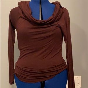 Drape neck long sleeve shirt